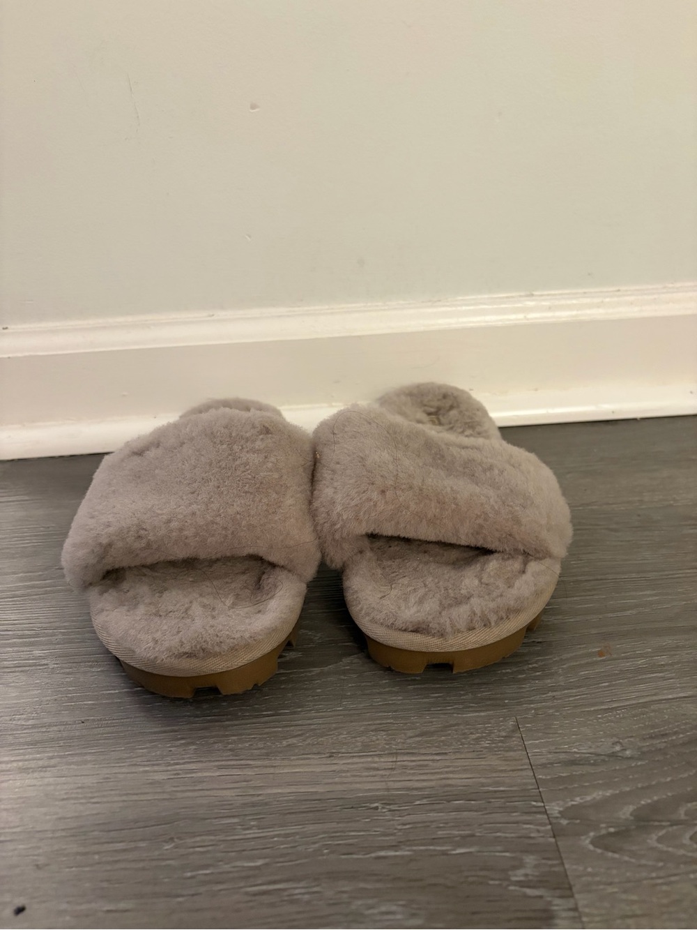 UGG Women's Plush Crisscross Slide Slippers - Taupe